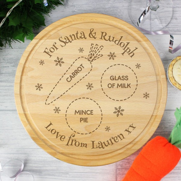 Personalised Christmas Eve Plate Santa And Rudolph Mince Pie Treats 