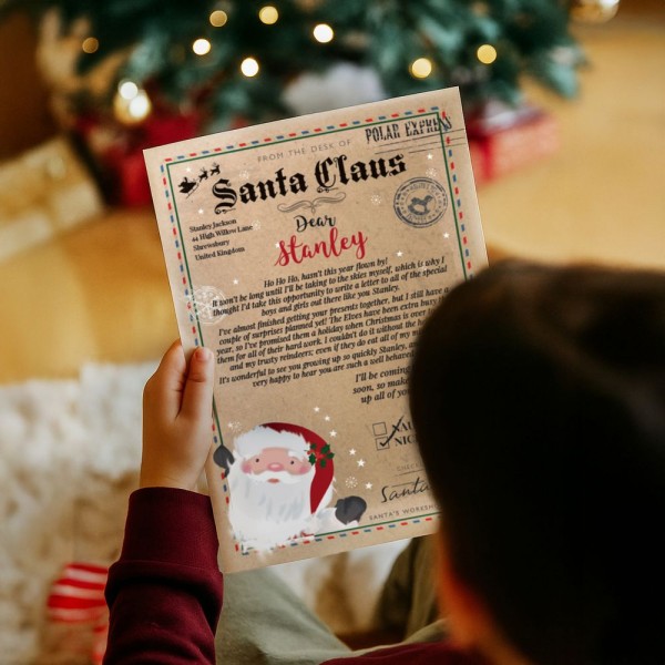 thumbnail interactive-video image 1 of Personalised Santa Bauble – Acrylic Hanging Christmas Decoration, Any Name 1 of 6