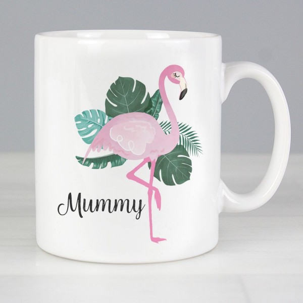 Personalised Pink Flamingo Mug Cup Initial Letter Name Thank you Gift Birthday