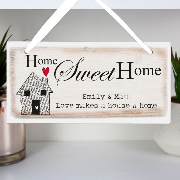 Personalised Home Sweet Home Wooden Sign The Home Gifts For