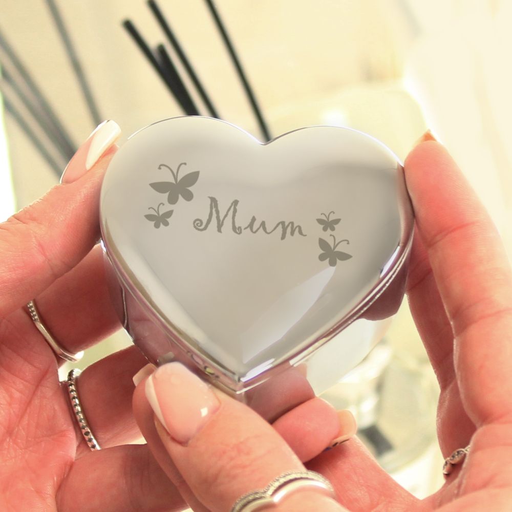 Mum Butterflies Heart Trinket Box at Personalise.co.uk
