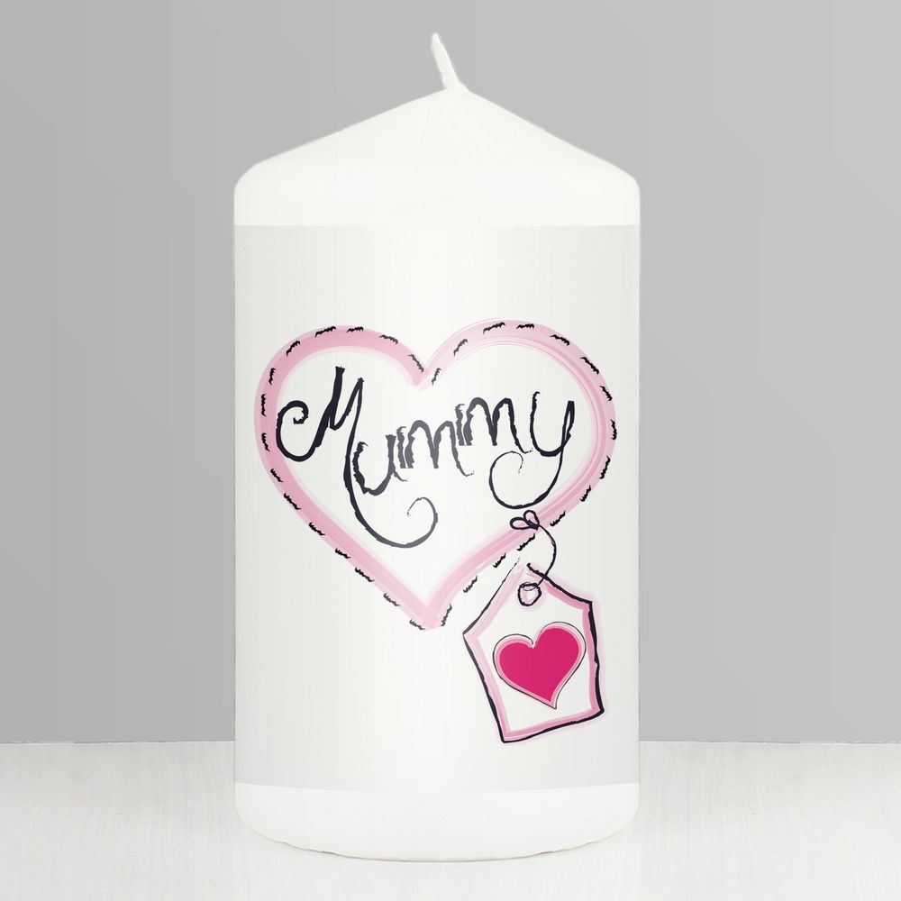 Mummy Heart Stitch Pillar Candle at Personalise.co.uk
