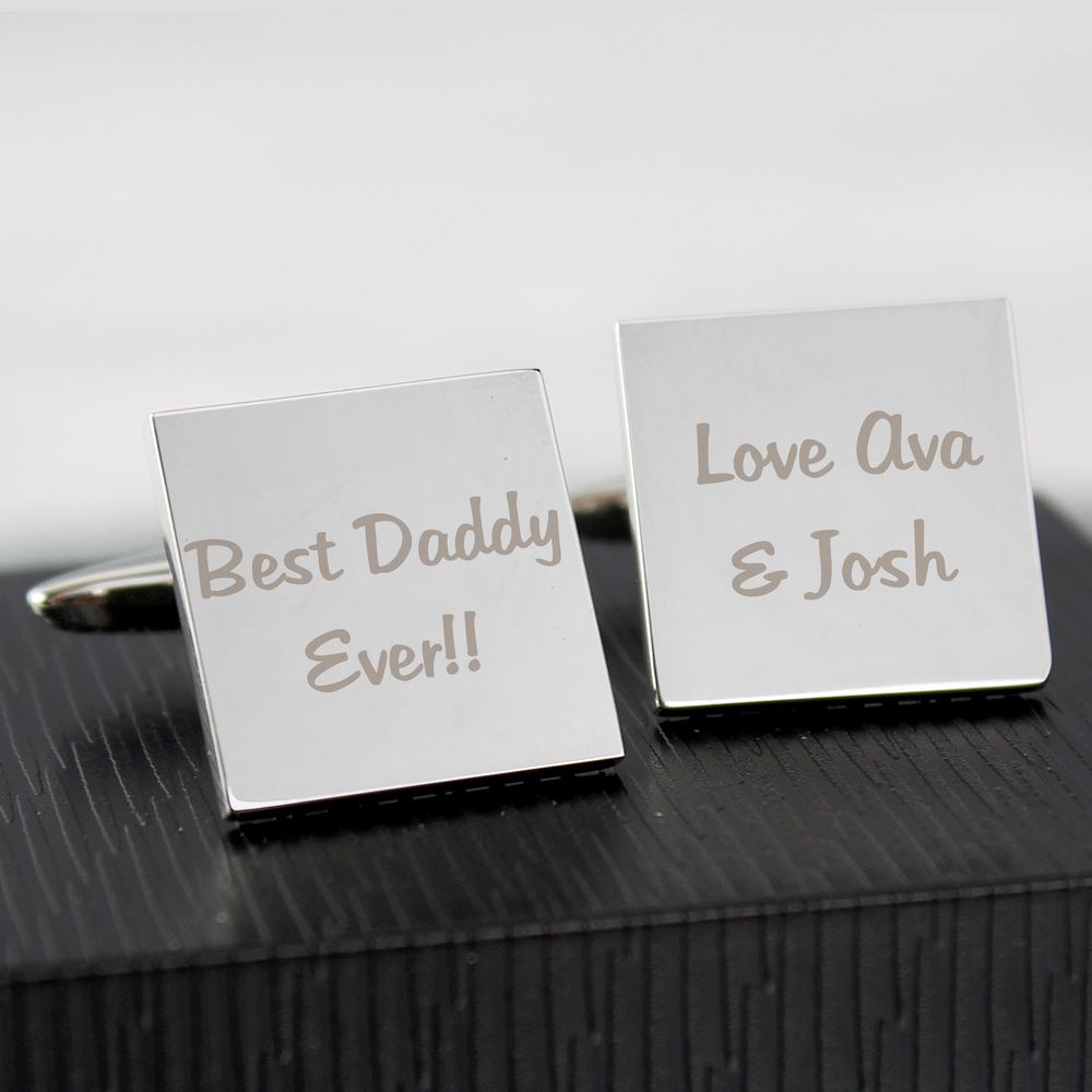 Personalised Any Message Square Cufflinks - 2 lines at Personalise.co.uk