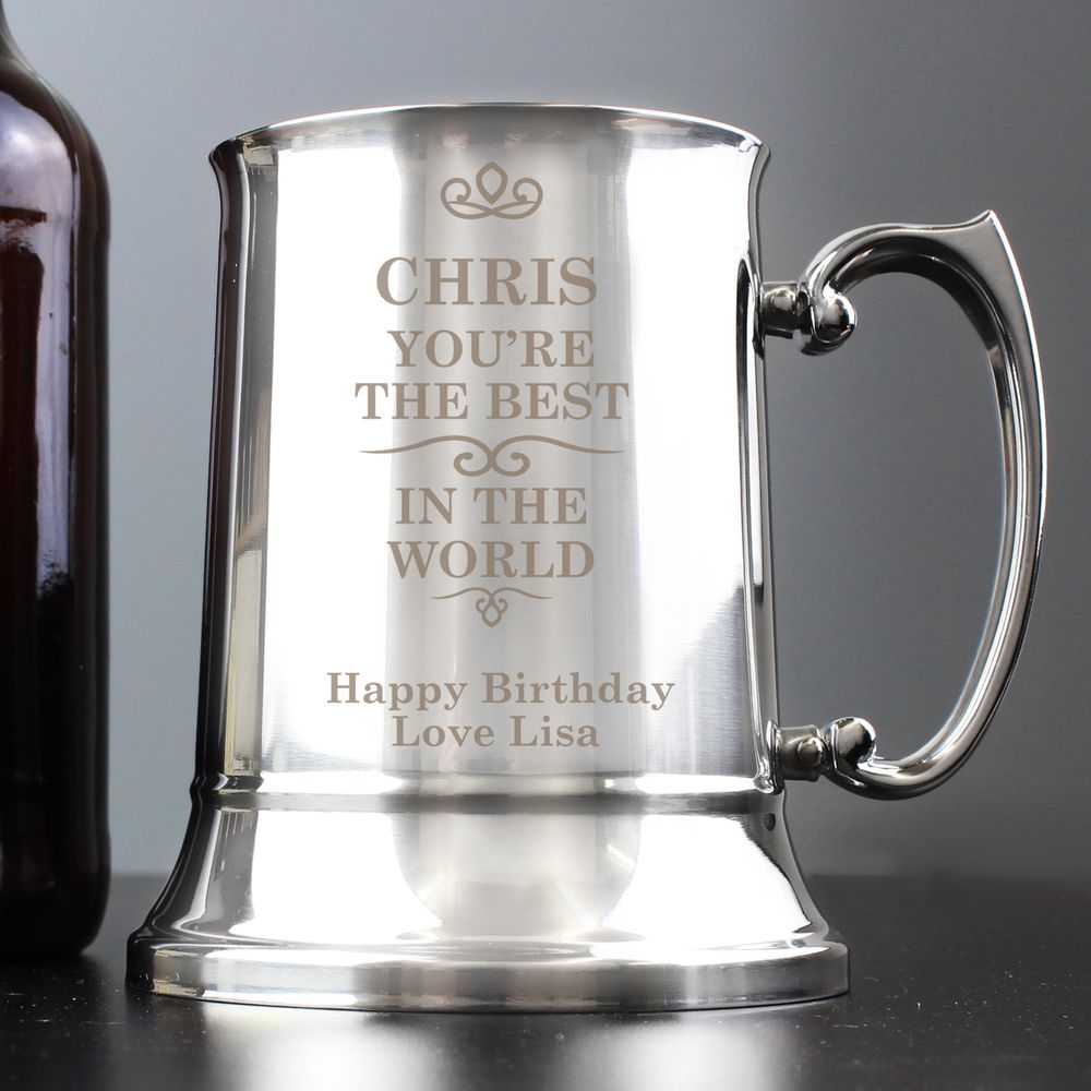 Personalised Best in the World Stainless Steel Tankard at Personalise.co.uk