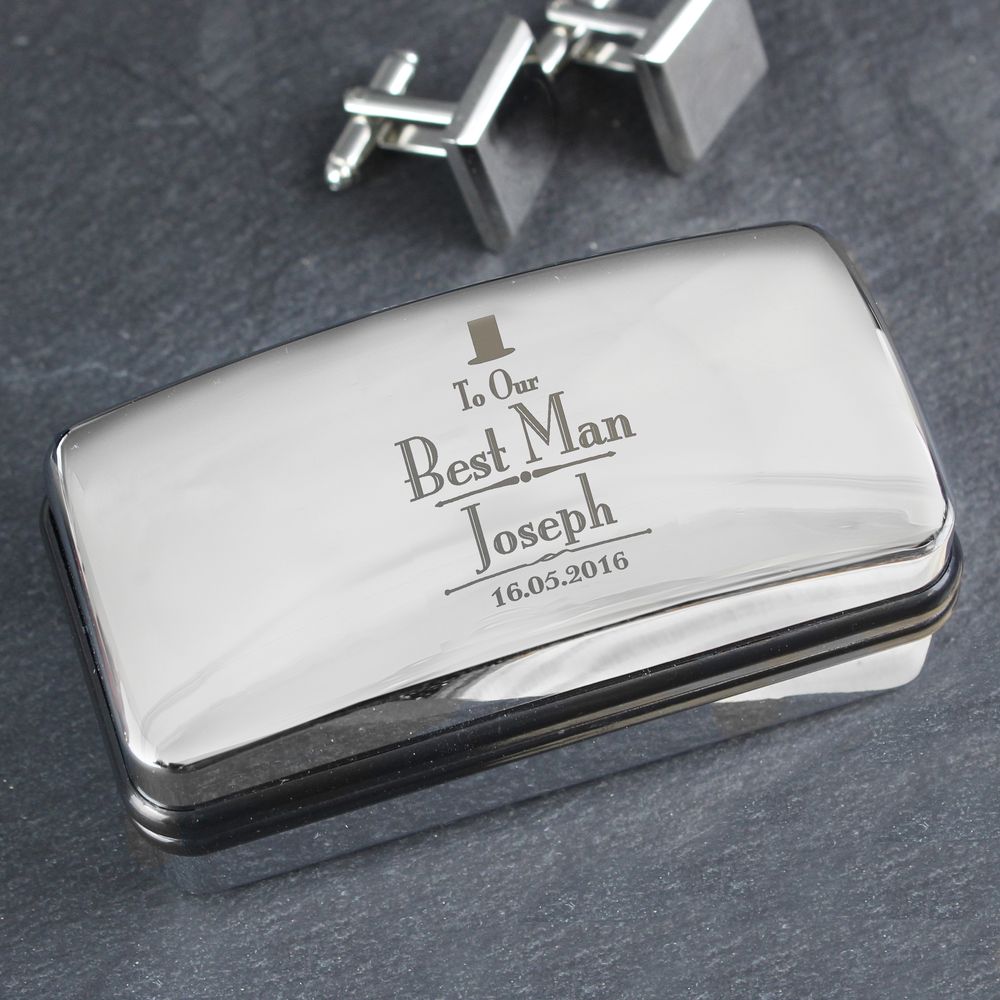 Personalised Decorative Wedding Best Man Cufflink Box Personalised Decorative Wedding Best Man Cufflink Box