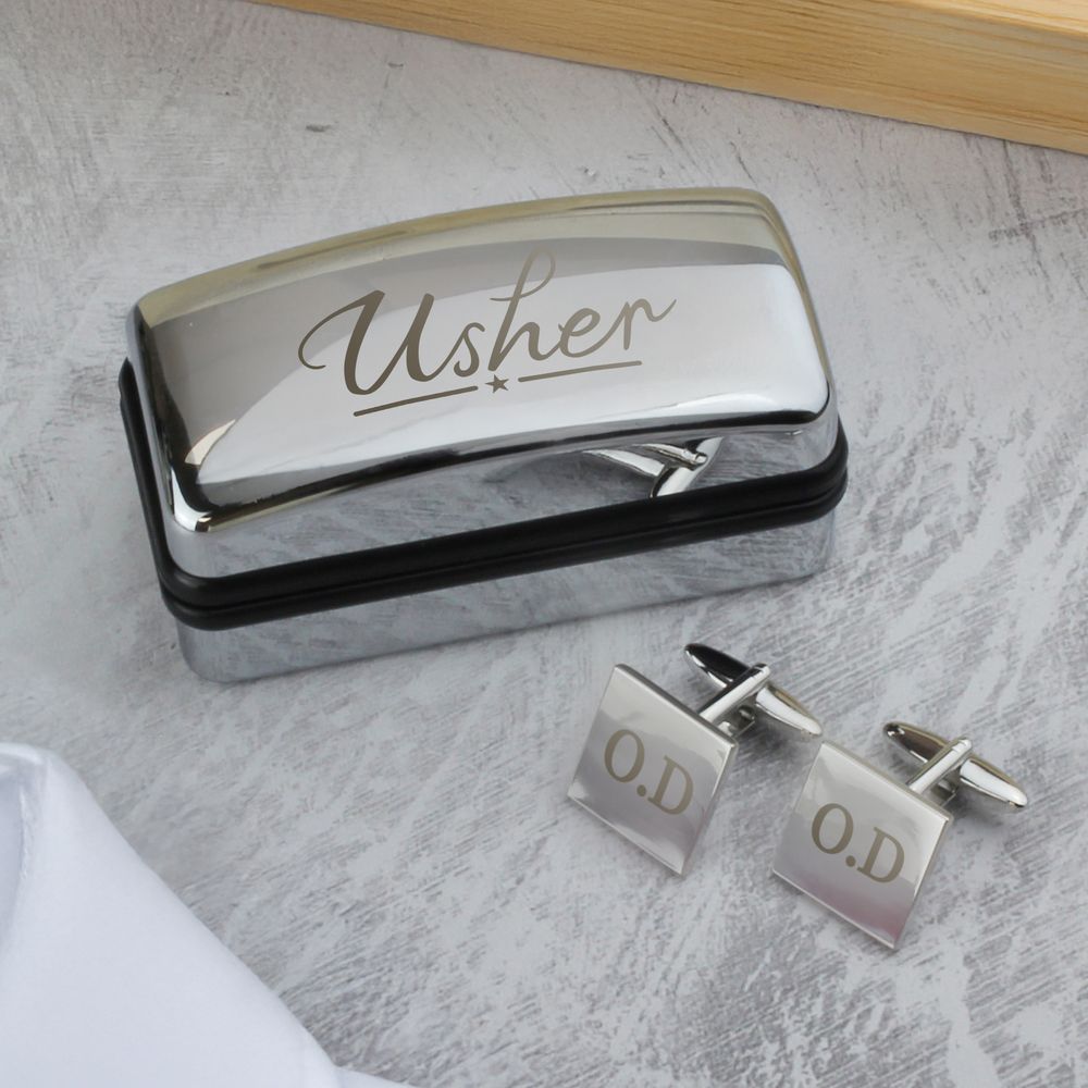 Personalised Usher Wedding Cufflinks and Box Set Personalised Usher Wedding Cufflinks and Box Set