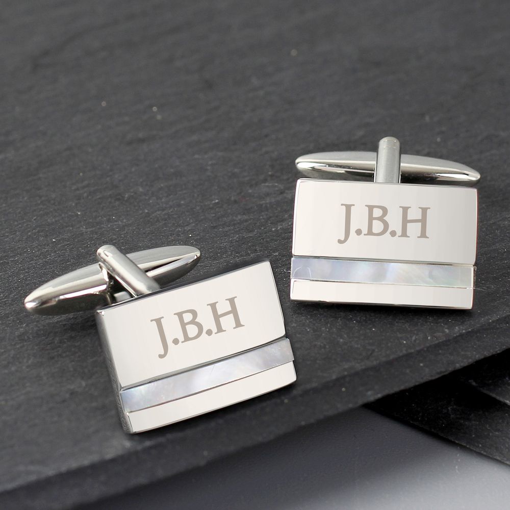 Personalised Mother of Pearl Cufflinks at Personalise.co.uk
