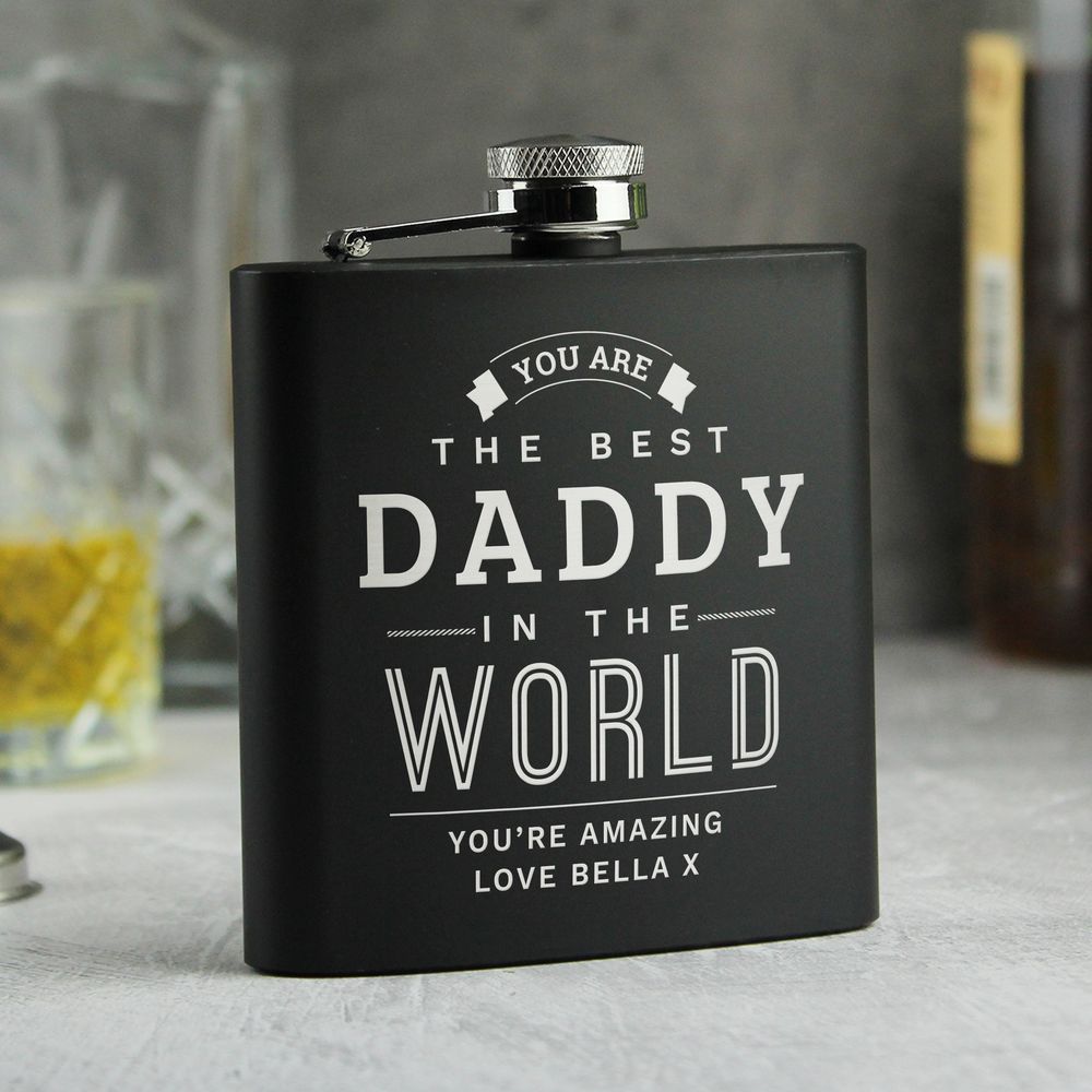 Personalised Best in The World Black Hip Flask Personalised Best in The World Black Hip Flask