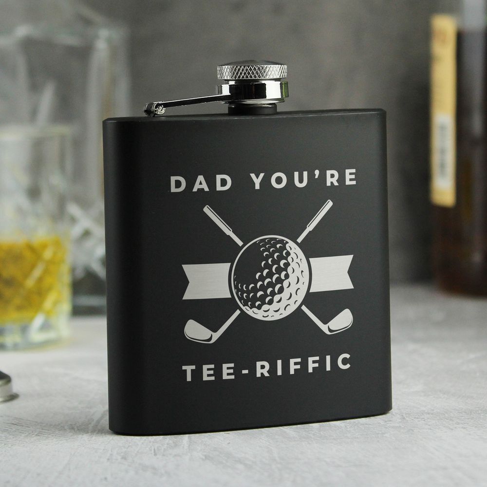 Personalised Golf Black Hip Flask Personalised Golf Black Hip Flask
