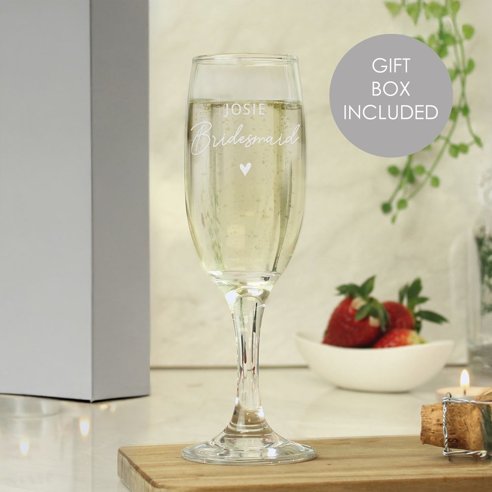 Personalised Bridesmaid Flute Glass Personalised Bridesmaid Flute Glass