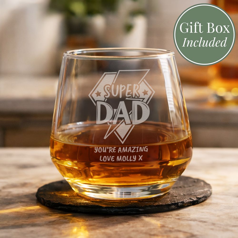 Personalised Super Dad Tumbler Glass Personalised Super Dad Tumbler Glass