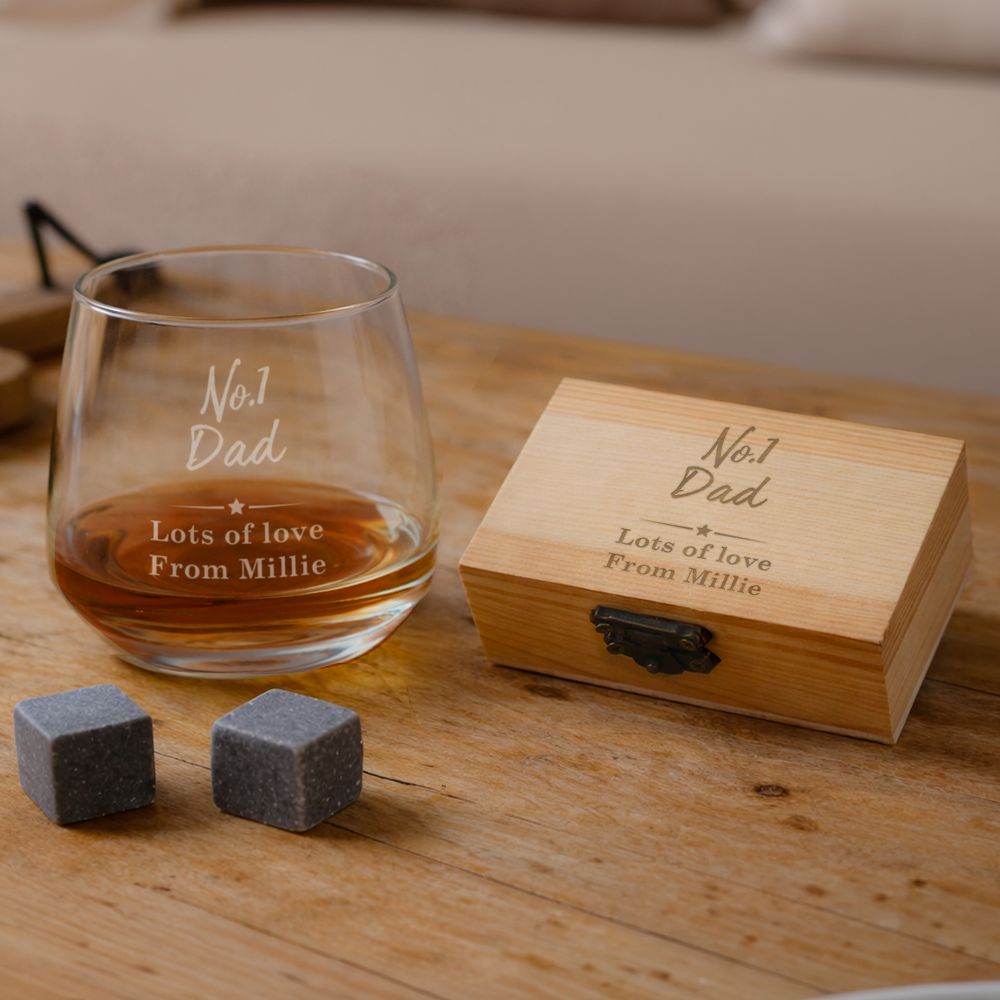 Personalised No.1 Cooling Stones & Glass Set at Personalise.co.uk