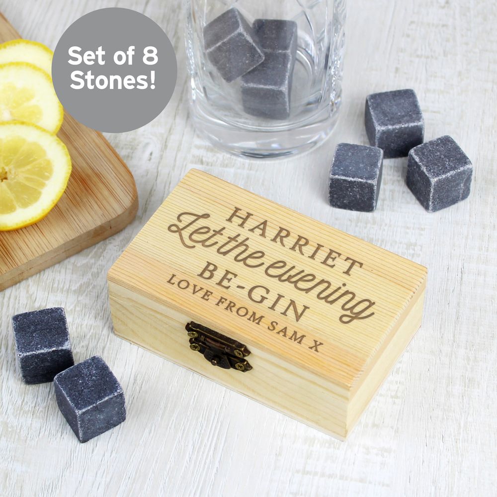Personalised Let The Evening Be-Gin Cooling Stones Personalised Let The Evening Be-Gin Cooling Stones
