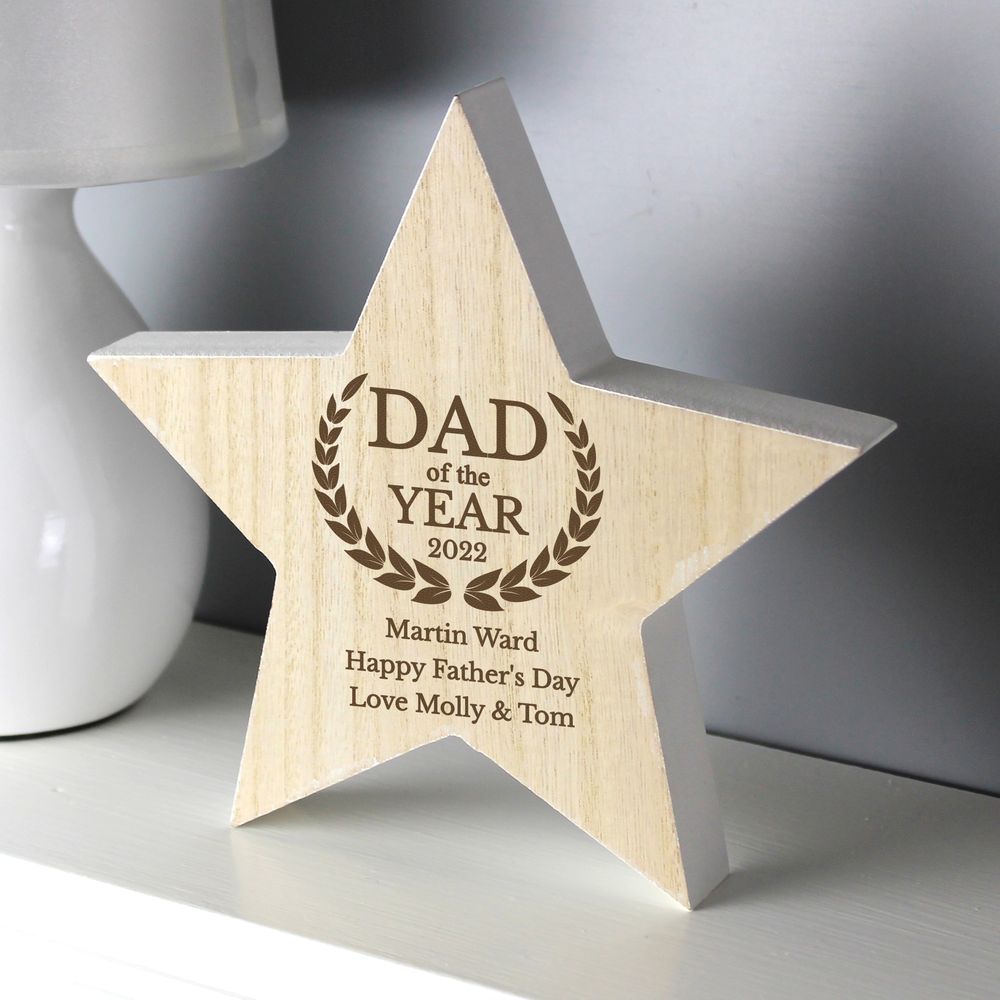 Personalised Dad of the Year Rustic Wooden Star Decoration Personalised Dad of the Year Rustic Wooden Star Decoration