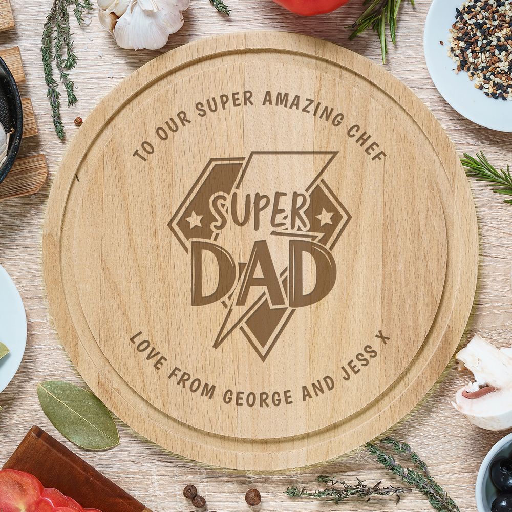 Personalised Super Dad Chopping Board Personalised Super Dad Chopping Board