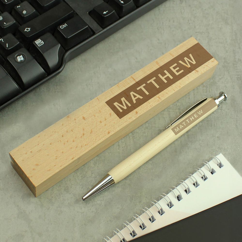 Personalised Name Only Wooden Pen and Box from Personalise.co.uk