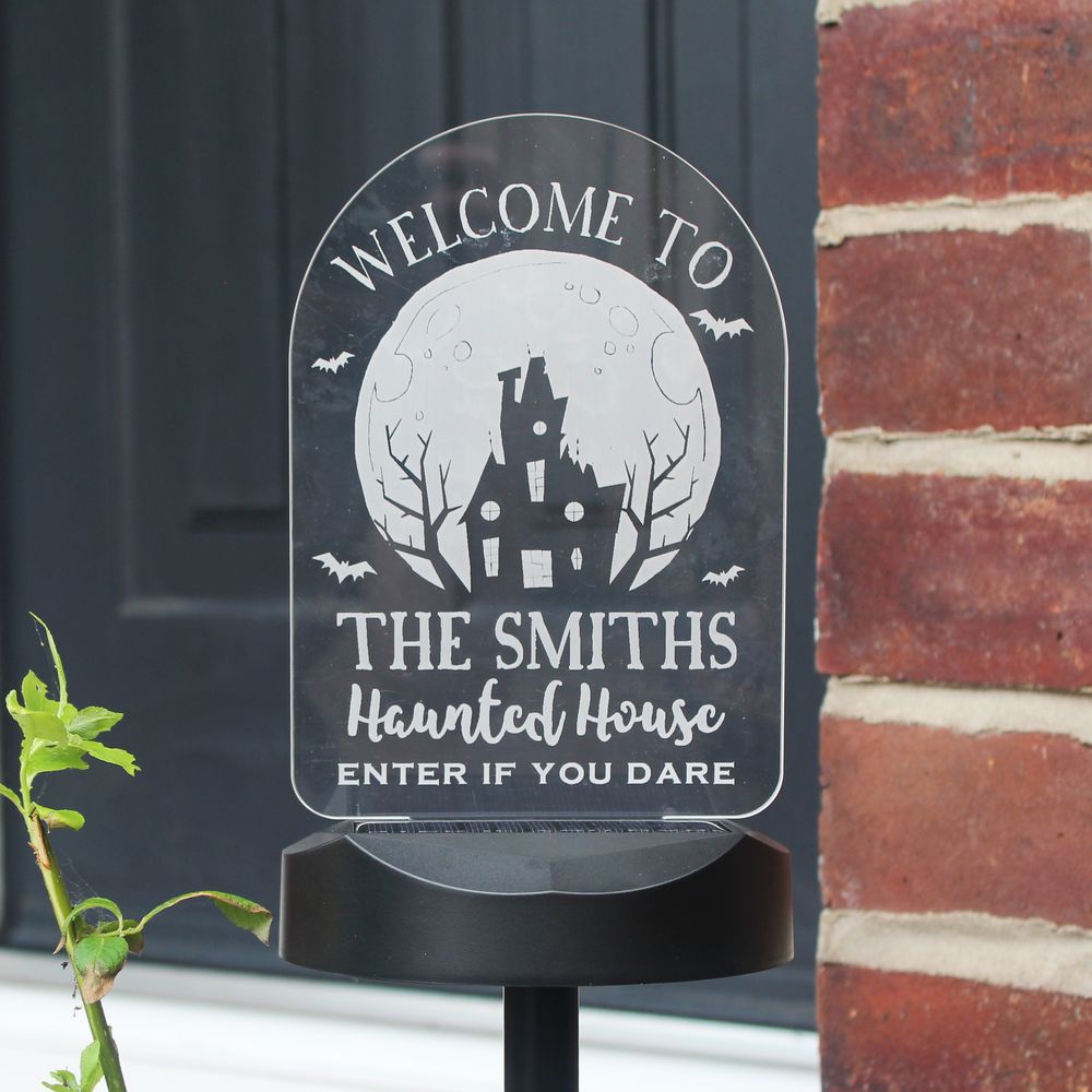 Personalised Haunted House Halloween Solar Light Personalised Haunted House Halloween Solar Light