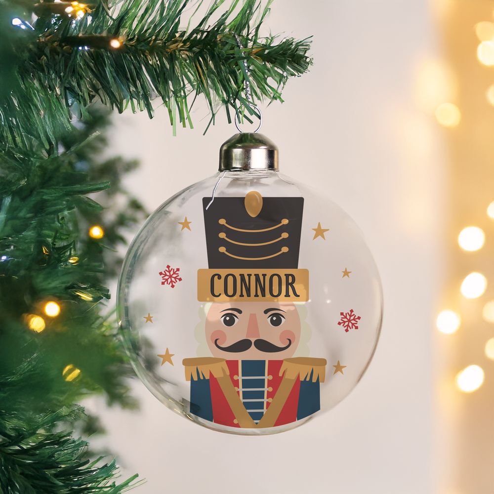 Personalised Nutcracker Christmas Glass Bauble