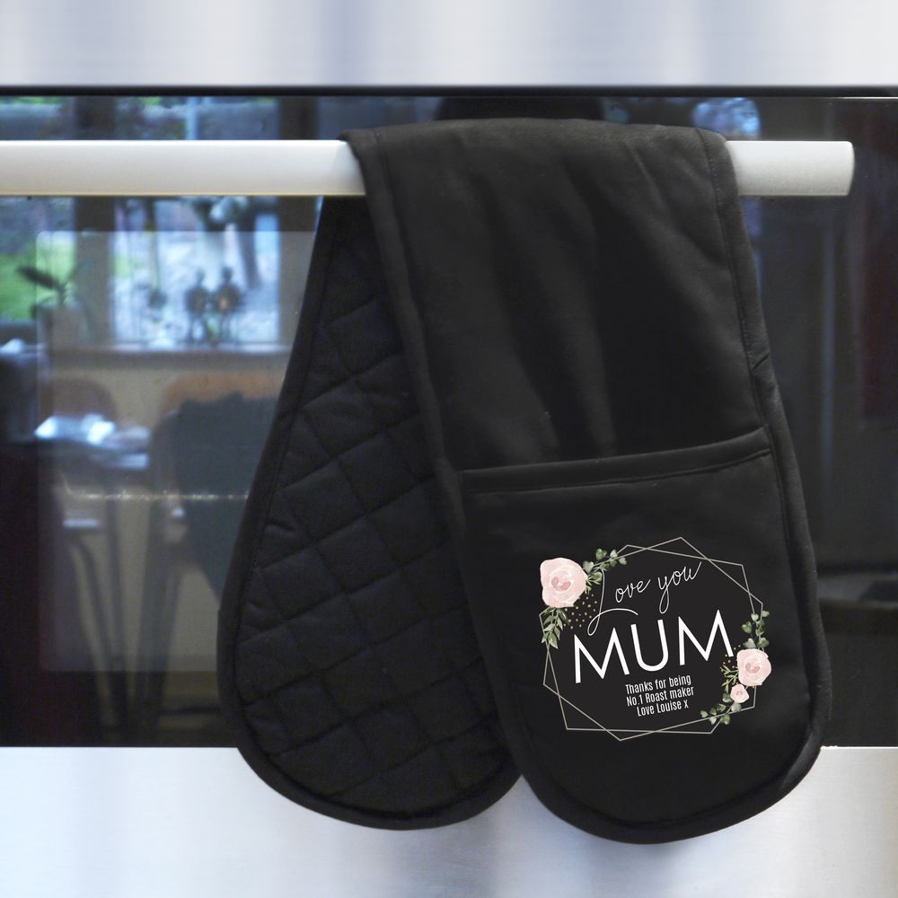 Personalised Abstract Rose Oven Gloves at Personalise.co.uk