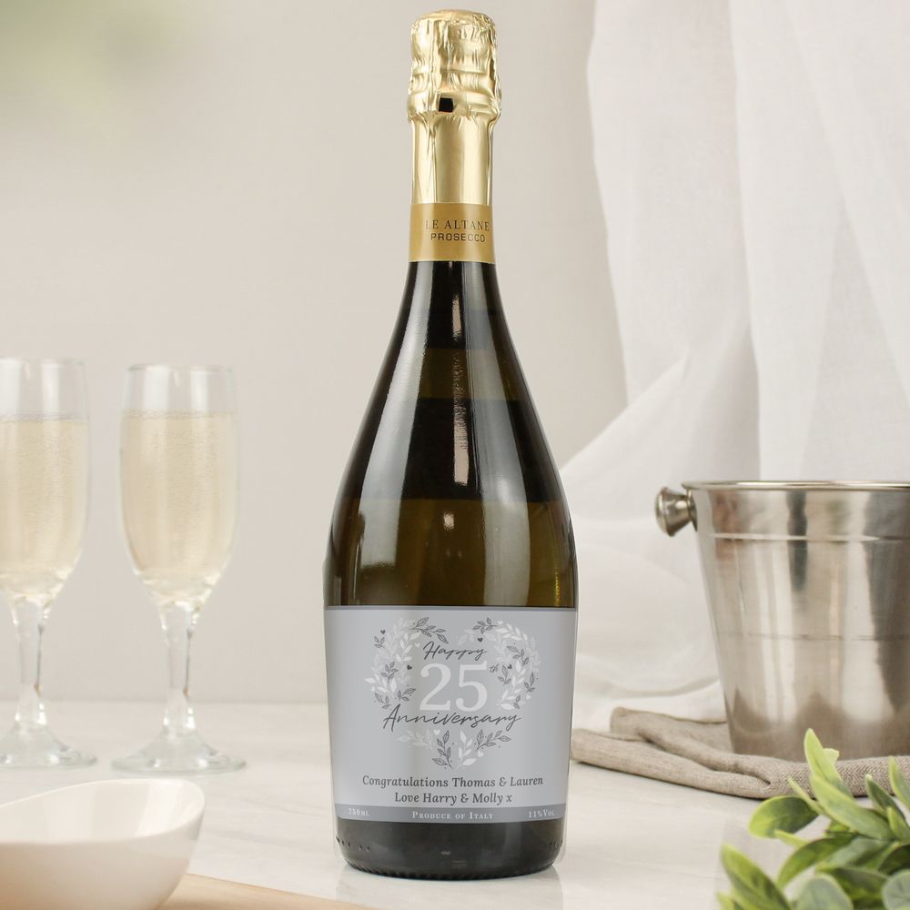 Personalised 25th Silver Wedding Anniversary Prosecco Personalised 25th Silver Wedding Anniversary Prosecco
