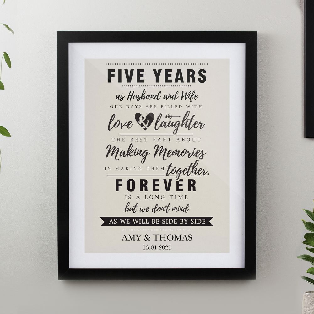 Personalised Anniversary Black Poster Frame at Personalise.co.uk