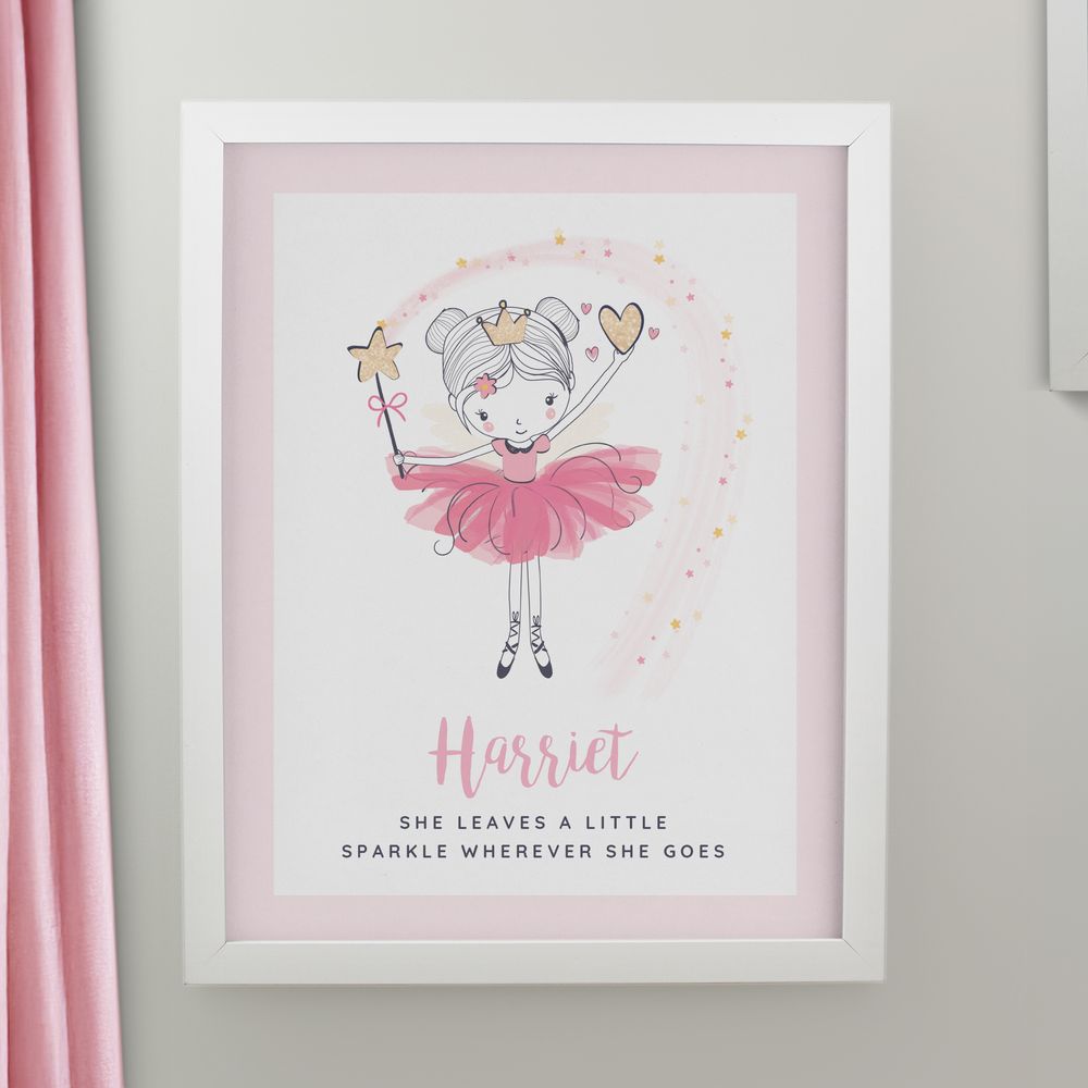 Personalised Princess Ballerina White Poster Frame from Personalise.co.uk
