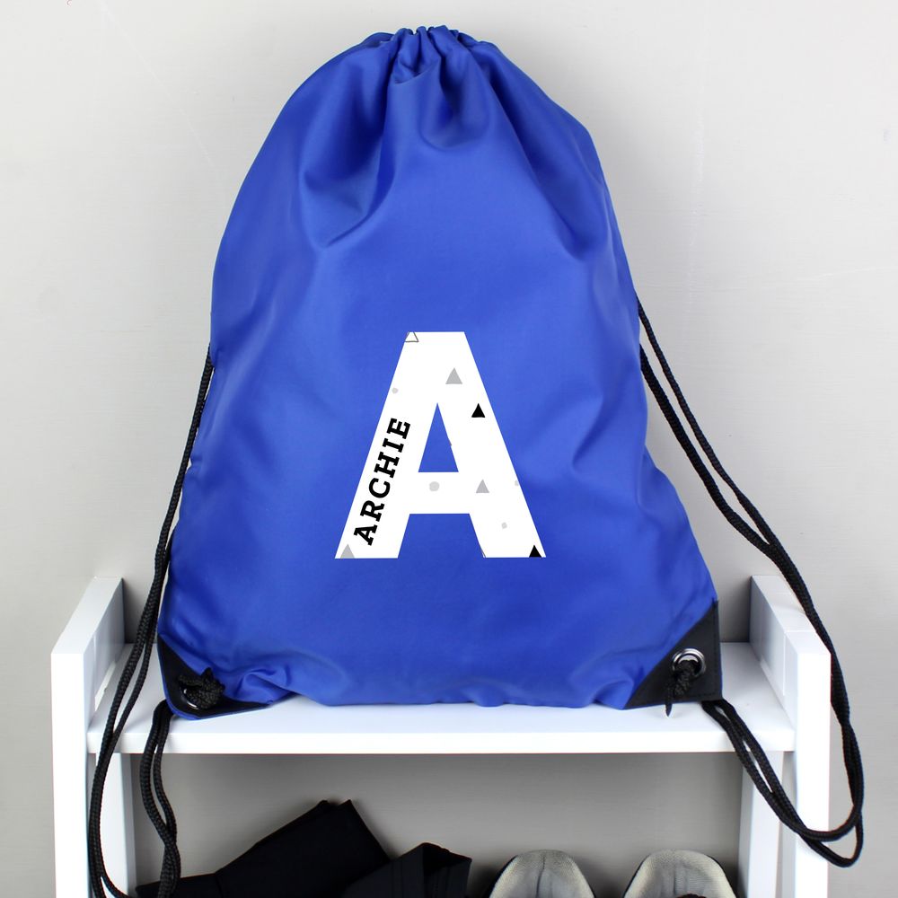 Personalised Initial Blue Kit Bag at Personalise.co.uk