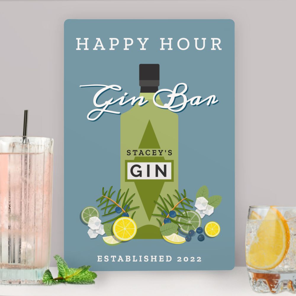 Personalised Gin Bar Metal Sign Personalised Gin Bar Metal Sign