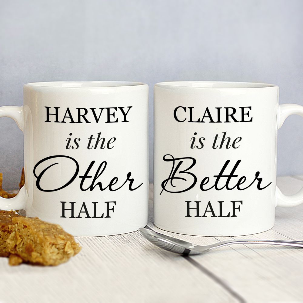Personalised Other Half and Better Half Mug Set at Personalise.co.uk