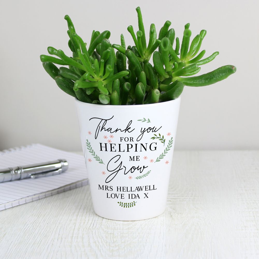 Personalised Thank You For Helping Me Grow Plant Pot Personalised Thank You For Helping Me Grow Plant Pot