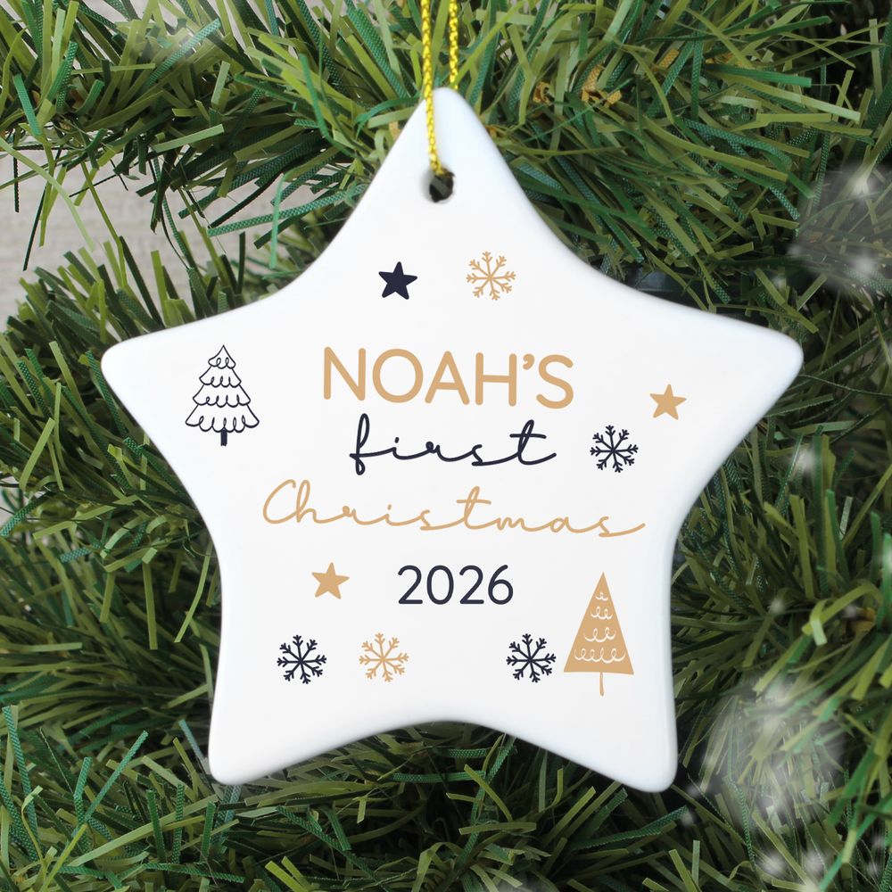 Personalised First Christmas Star Christmas Tree Decoration from Personalise.co.uk