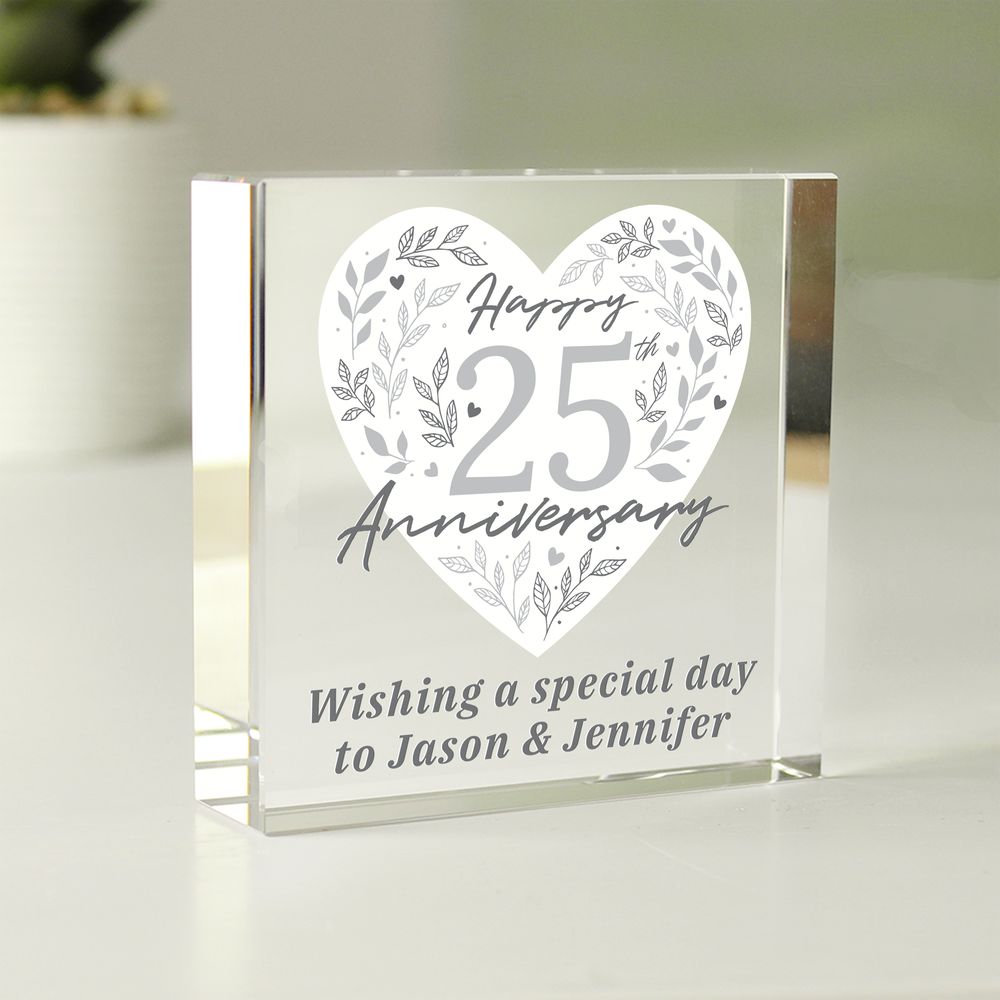 Personalised 25th Silver Wedding Anniversary Crystal Token Personalised 25th Silver Wedding Anniversary Crystal Token