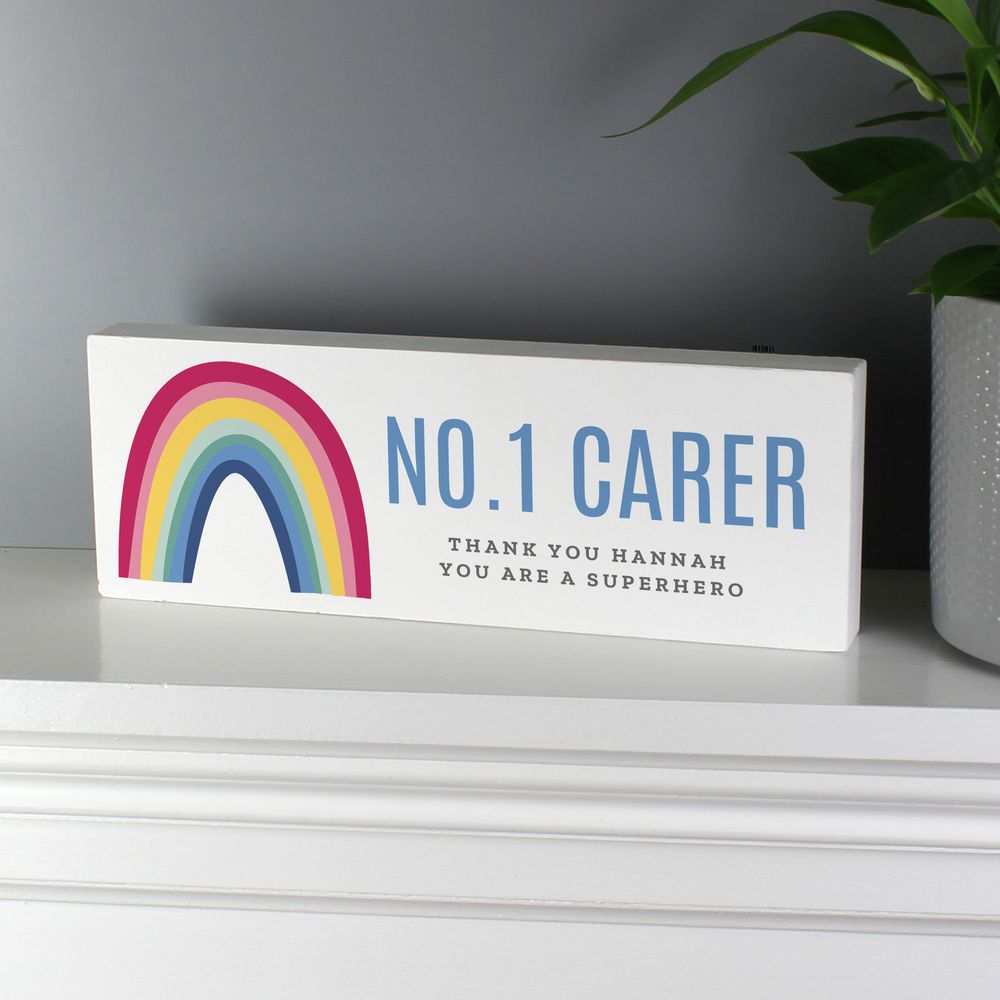 Personalised Rainbow Wooden Mantel Decoration at Personalise.co.uk