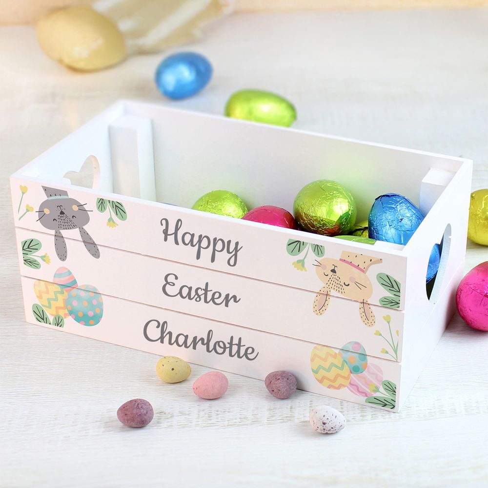 Personalised Easter Egg Hunt Small Wooden Crate