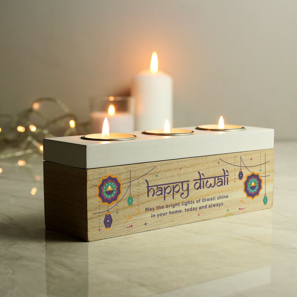 Personalised Diwali Triple Tealight Box Personalised Diwali Triple Tealight Box