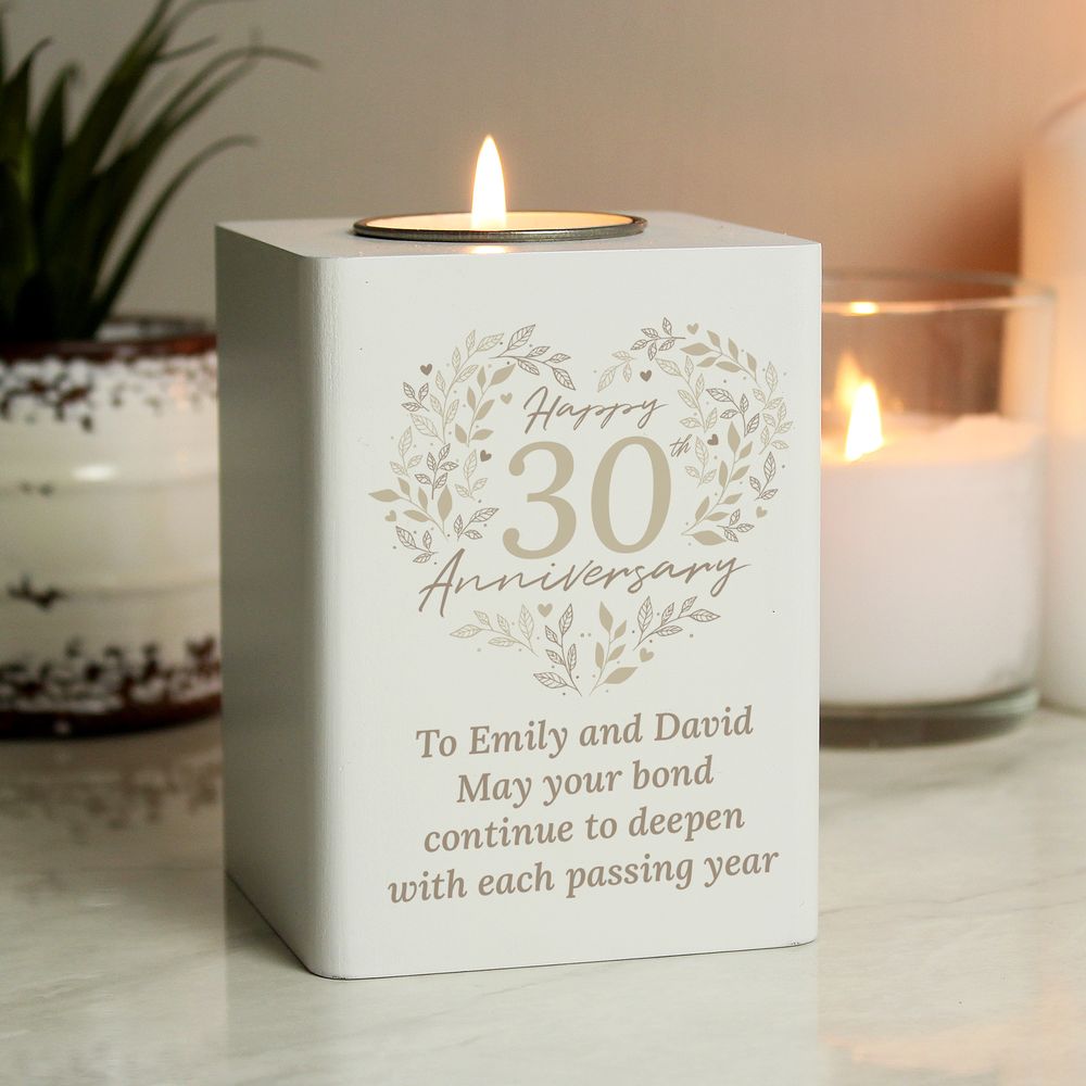 Personalised 30th Pearl Wedding Anniversary Tea Light Holder Personalised 30th Pearl Wedding Anniversary Tea Light Holder