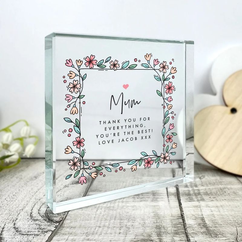 Personalised Floral Crystal Token
