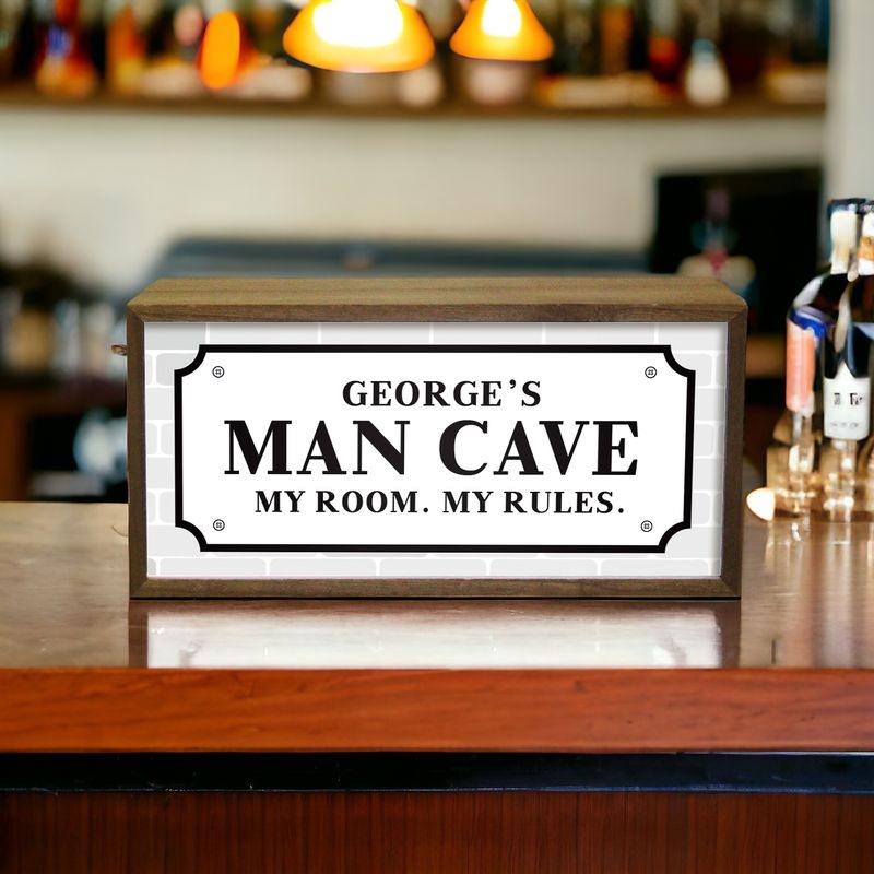Personalised Wall Mountable Or Self Standing Wooden Light Box Sign – My Man Cave My Rules Personalised Wall Mountable Or Self Standing Wooden Light Box Sign – My Man Cave My Rules